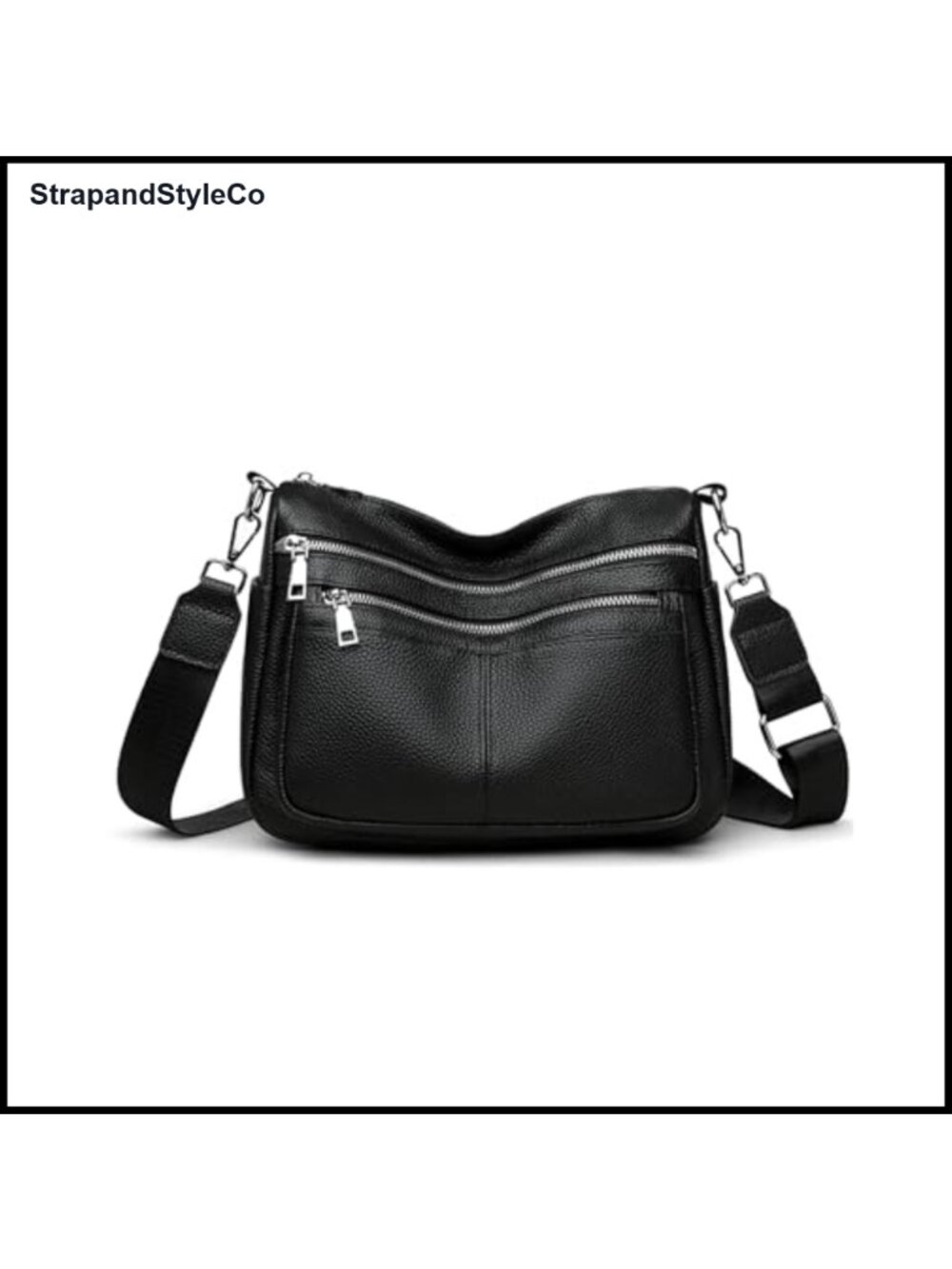 Full Grain Leather Crossbody Shoulder Bag Multi-Pocket